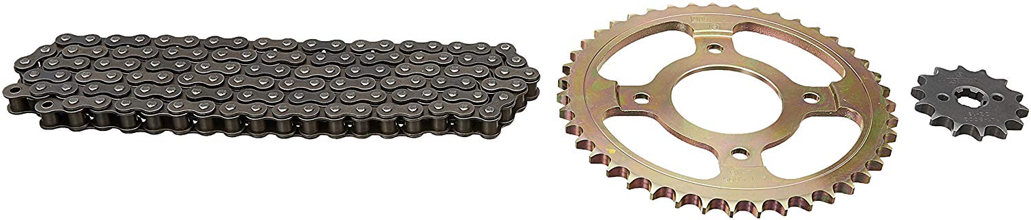 Uno Minda CH-5005 Quadra Rivet Chain & Alloy Steel Hardened Sprockets Chain & Sprocket Kit - R428 SIZE-108L / 14T / 43T(4H) For Hero Glamlour 